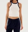 Splits59 Kiki Cropped Tank Top In White/black