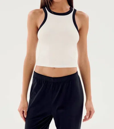 Splits59 Kiki Cropped Tank Top In White/black
