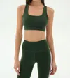 Splits59 Lexi Rigor Sports Bra In Military & Blush In Green