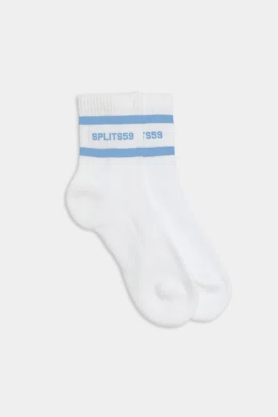 Splits59 Logo Stripe Quarter Socks In White