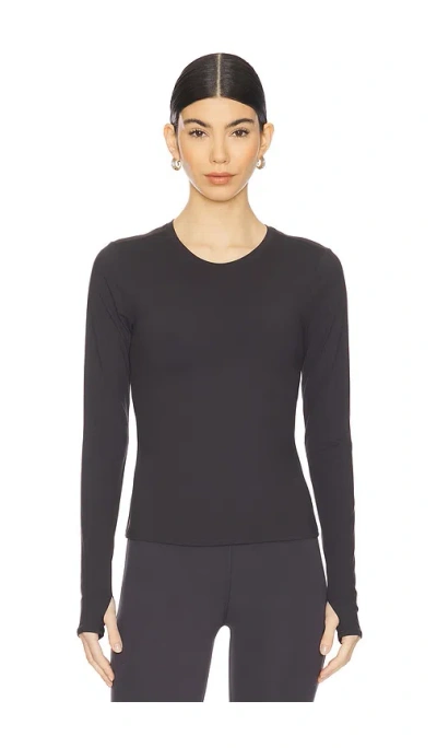 Splits59 Long Sleeve Waist Length Top In Charcoal