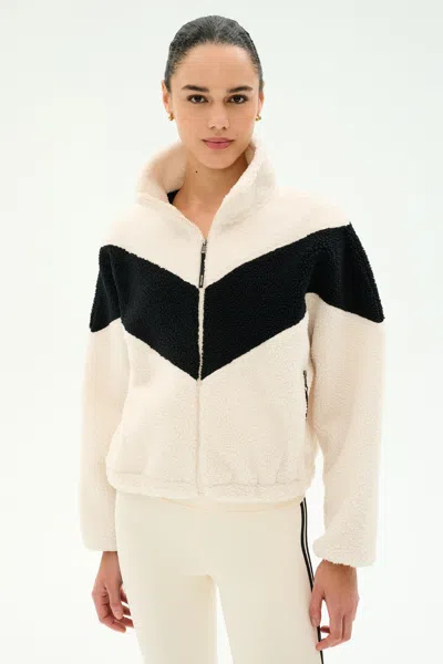 Splits59 Lottie Chevron Sherpa Full Zip Jacket In Creme/black