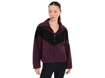 Splits59 Lottie Sherpa Chevron Full Zip Jacket In Burgundy