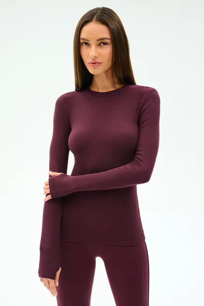 Splits59 Louise Rib Long Sleeve In Burgundy