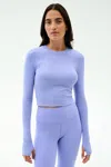 Splits59 Louise Rib Long Sleeve Crop In Purple