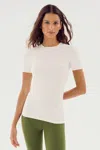 Splits59 Louise Rib Short Sleeve Top In White In White