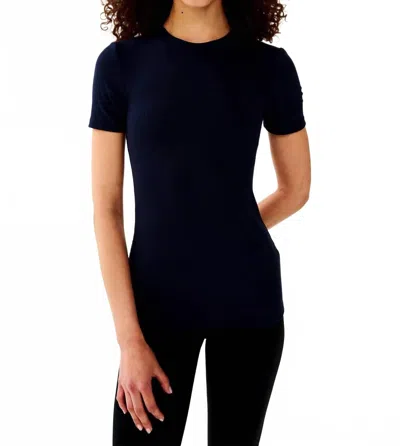 Splits59 Louise Rib Short Sleeve Top In Indigo In Blue
