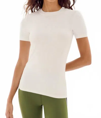 SPLITS59 LOUISE RIB SHORT SLEEVE TOP IN WHITE