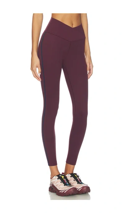 Splits59 Mia Rigor Legging W/ Stripe In Burgundy