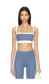 Splits59 Monah Rigor Square-neckline Stretch-woven Bra In Steel Blue & White