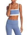 Splits59 Monah Rigor Square-neckline Stretch-woven Bra In Steel Blue/white