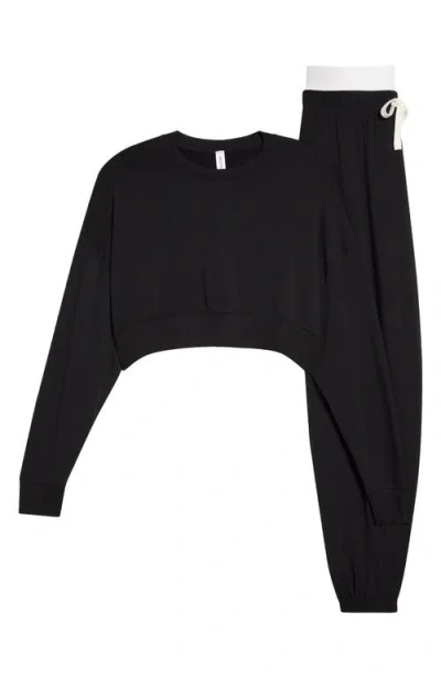 Splits59 Noah Crop Fleece Sweatshirt In Black