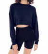 Splits59 Noah Fleece Crop Sweatshirt In Indigo In Blue