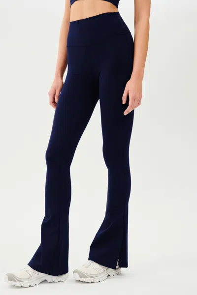 Splits59 Raquel High Waist Flare W/ Split Hem In Blue