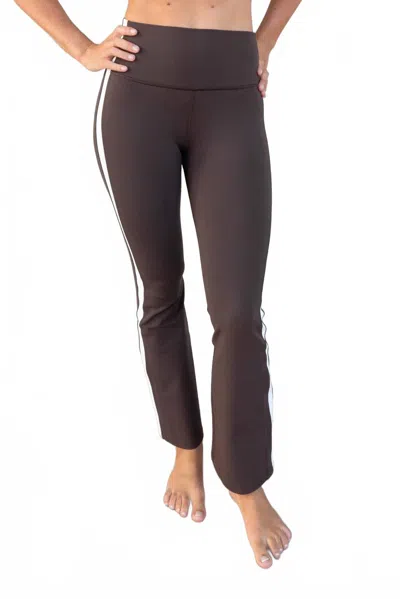 Splits59 Raquel High Waist Supplex Crop Leggings In Dark Chocolate/white In Brown