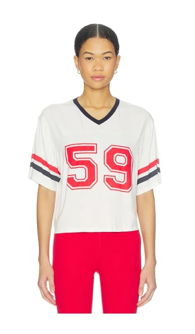 Splits59 Rex Varsity Jersey V-neck Top In White