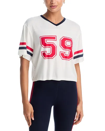 Splits59 Rex Varsity Jersey V-neck Top In White