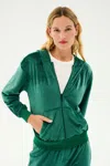 Splits59 Rhys Velour Zip Up Hoodie In Green