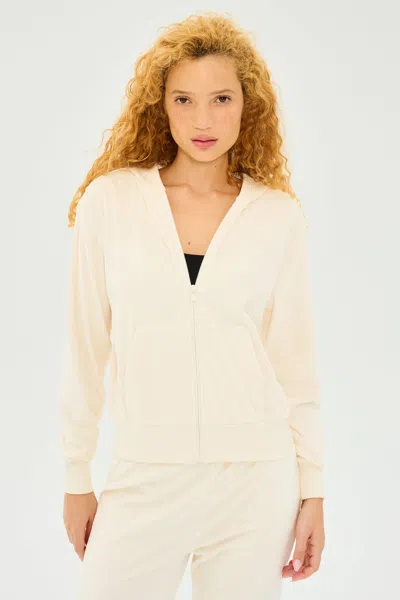 Splits59 Rhys Velour Zip Up Hoodie In Neutral
