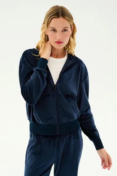 Splits59 Rhys Velour Zip Up Hoodie In Blue