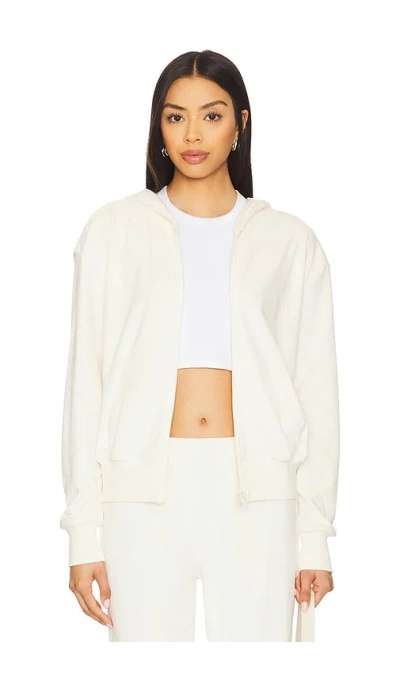 Splits59 Rhys Velour Zip Up Hoodie In Cream
