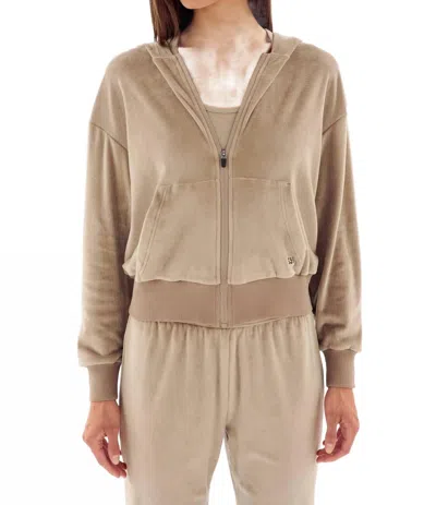 Splits59 Rhys Velour Zip Up Hoodie In Latte In Brown