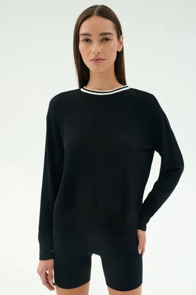 Splits59 Sonja Fleece Sweatshirt W/ Stripe In Black