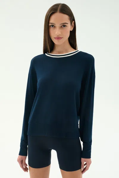Splits59 Sonja Fleece Sweatshirt W/ Stripe In Purple