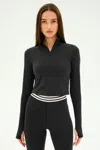 Splits59 Stevie Active Rib Half Zip In Black