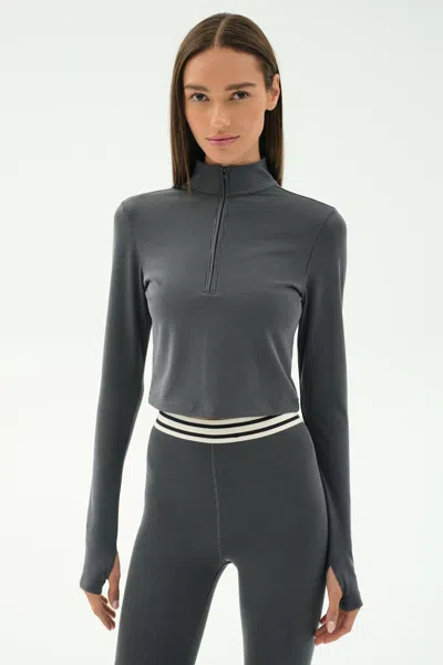 Splits59 Stevie Active Rib Half Zip In Black