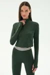 Splits59 Stevie Active Rib Half Zip Sweatshirt In Green