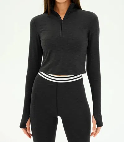 SPLITS59 STEVIE ACTIVE RIB HALF ZIP SWEATER IN HEATHER/GRAPHITE