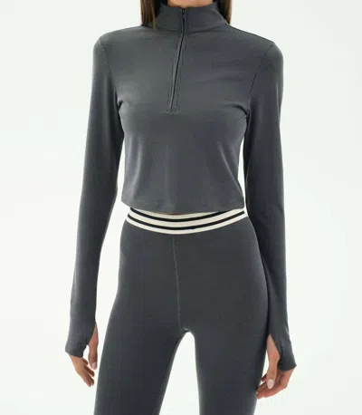 Splits59 Stevie Active Rib Half Zip Sweatshirt In Heather Grey In Gray