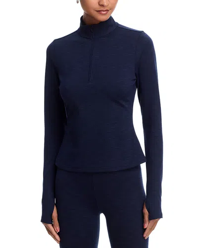 Splits59 Stevie Active Rib Half Zip Top In Blue