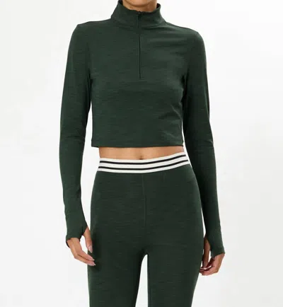 Splits59 Stevie Active Rib Half Zip Top In Heather Military In Multi