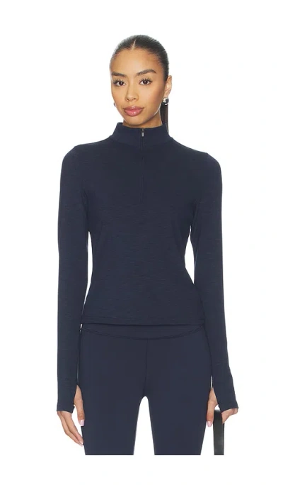Splits59 Stevie Active Rib Half Zip Waist Length Top In Blue