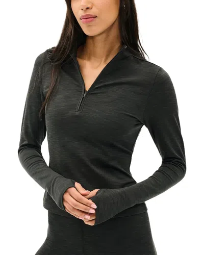 Splits59 Stevie Active Rib Half Zip Waist Length Top In Black
