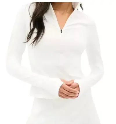 Splits59 Stevie Active Rib Half Zip Waist Length Top In White