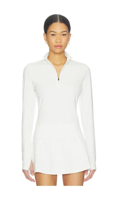 Splits59 Stevie Active Rib Half Zip Waist Length Top In White