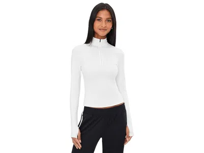 Splits59 Stevie Active Rib Half Zip Waist Length In White