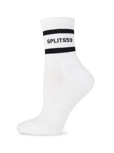 Splits59 Women's Logo Stripe Cotton-blend Quarter Socks In White