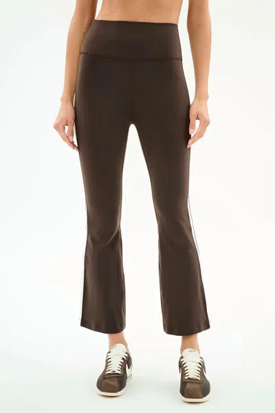 Splits59 Women's Raquel High Waist Supplex Crop Pant In Dark Chocolate/white In Multi
