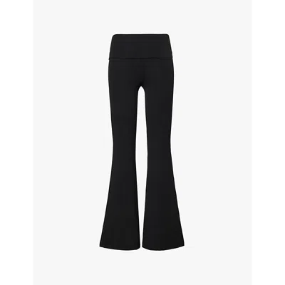 Splits59 Womens Black Raquel Flared-leg Mid-rise Stretch-woven Leggings