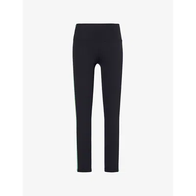 Splits59 Womens  Clare Logo-print High-rise Stretch-woven Legging In Black/grass