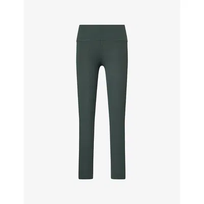 Splits59 Womens Military/white Dual Airweight 7/8 Stretch-jersey Leggings In Green