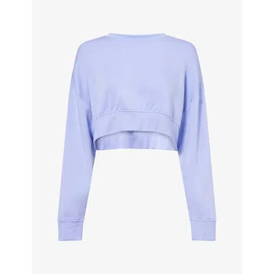 Splits59 Womens Noah Cropped Stretch-jersey Sweatshirt Purple Haze