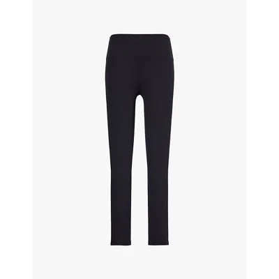 SPLITS59 WOMENS BLACK WHITE CLARE BRAND-PRINT STRETCH-WOVEN LEGGINGS