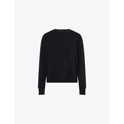 SPLITS59 WOMENS BLACK BLACK SONJA RELAXED-FIT STRETCH-WOVEN SWEATSHIRT
