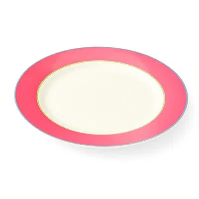 Spode 13" Calypso Pink Platter In White,pink,turquoise,yellow