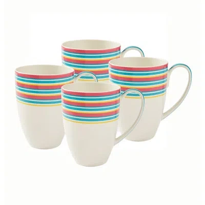 Spode 17 oz Calypso Stripe Mug In White,red,blue,yellow